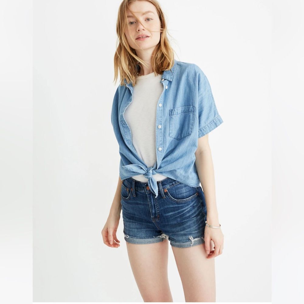 Madewell High-Rise Denim Shorts Cutoff Edition Glenoaks Wash‎ Size 24
